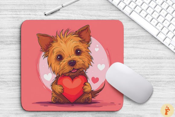 Cute Australian Terrier Hugging Heart
