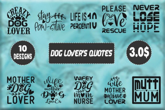 Dog Lover Quotes 101 SVG Design Bundle