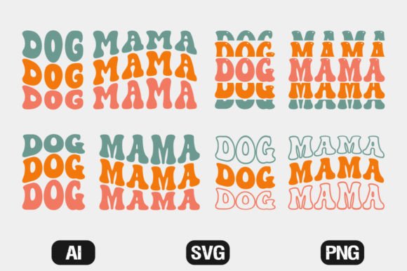 Dog Mama Retro Wavy SVG Bundle