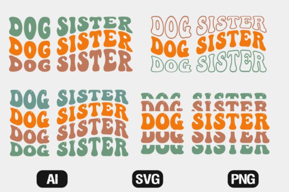 Dog Sister Retro Wavy SVG Bundle