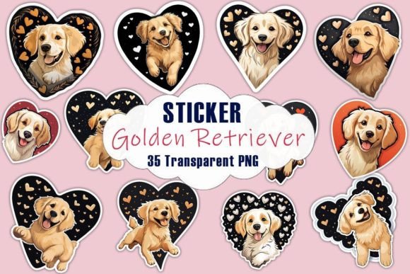 Golden Retriever Sticker Bundle for Embroidery