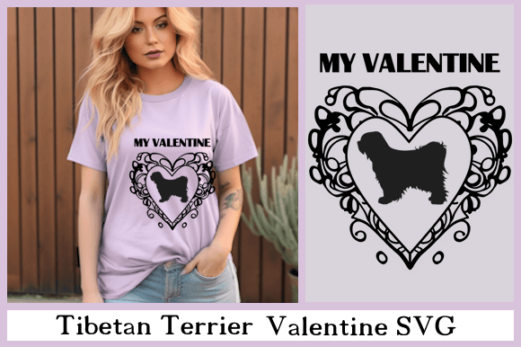 Tibetan Terrier Valentine SVG